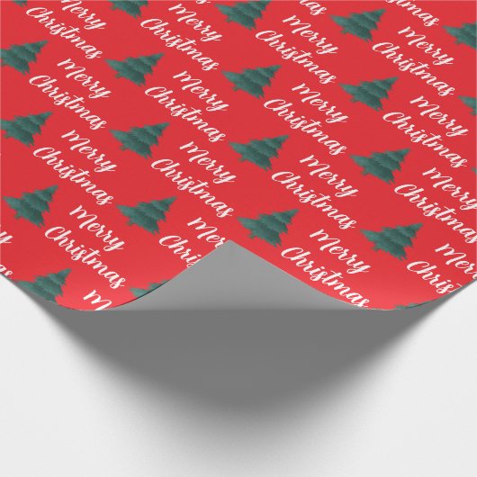 Gepersonaliseerde Pine Tree & Merry Christmas Cadeaupapier (Hoek)