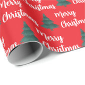 Gepersonaliseerde Pine Tree & Merry Christmas Cadeaupapier (Rol Hoek)
