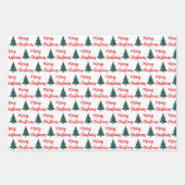 Gepersonaliseerde Pine Tree & Merry Christmas Inpakpapier Vel (Voorkant 2)