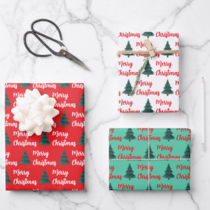 Gepersonaliseerde Pine Tree & Merry Christmas Inpakpapier Vel