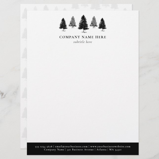 Gepersonaliseerde Pine Tree Theme Business Briefhoofd (Voorkant / Achterkant)
