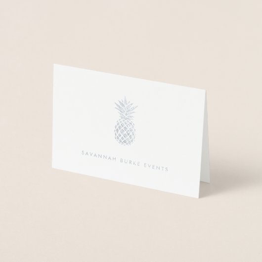 Gepersonaliseerde Pineapple Silver Folie Kaarten (Voorkant)