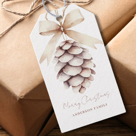 Gepersonaliseerde Pinecone Kerstmis Cadeaulabel