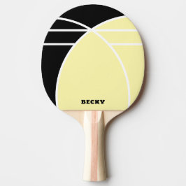 Gepersonaliseerde pingpongbat geel en zwart tafeltennisbatje