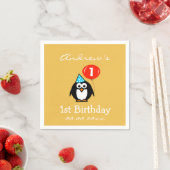 Gepersonaliseerde pinguïn 1e Verjaardag feest serv Servetten (Insitu)