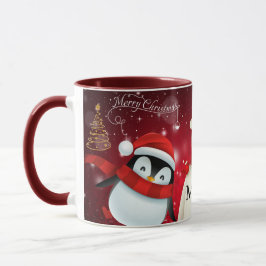 GEPERSONALISEERDE PINGUÏN & BEER VROLIJKE KERSTKOF MOK