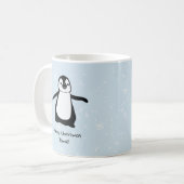 Gepersonaliseerde Pinguïn Kerstmis Sneeuw Koffiemok (Voorkant links)