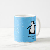 Gepersonaliseerde Pinguïn Kerstmis Sneeuw Koffiemok (Voorkant rechts)