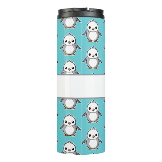 Gepersonaliseerde pinguïn kinder drink tumbler thermosbeker (Achterkant)
