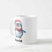 Gepersonaliseerde Pinguïn met Candy Cane Custom Na Koffiemok (Voorkant links)