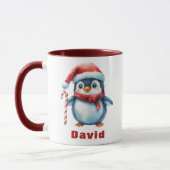 Gepersonaliseerde Pinguïn met Candy Cane Custom Na Mok (Links)