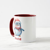 Gepersonaliseerde Pinguïn met Candy Cane Custom Na Mok (Voorkant links)