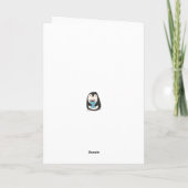 Gepersonaliseerde pinguïn met een verpakt cadeau V Kaart (Achterkant)