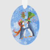 Gepersonaliseerde Pinguïn Paar Onder de Mistletoe Ornament (voorkant)
