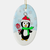 Gepersonaliseerde pinguïn Snowy Day Kerstmis Keramisch Ornament (Rechts)
