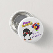 GEPERSONALISEERDE PINGUÏN VERJAARDAG BUTTONNEN RONDE BUTTON 3,2 CM (Voorkant /achterkant)
