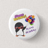 GEPERSONALISEERDE PINGUÏN VERJAARDAG BUTTONNEN RONDE BUTTON 3,2 CM (Voorkant)