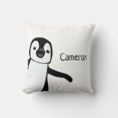 Gepersonaliseerde Pinguïn Zwart-wit | BABY Kussen (Voorkant)