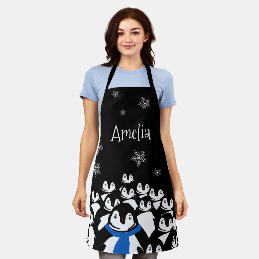 Gepersonaliseerde pinguïnfamilie schort (Gedragen)