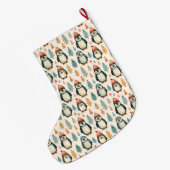 Gepersonaliseerde  pinguïns kerst grote kerstsok (Achterkant (Hangend))
