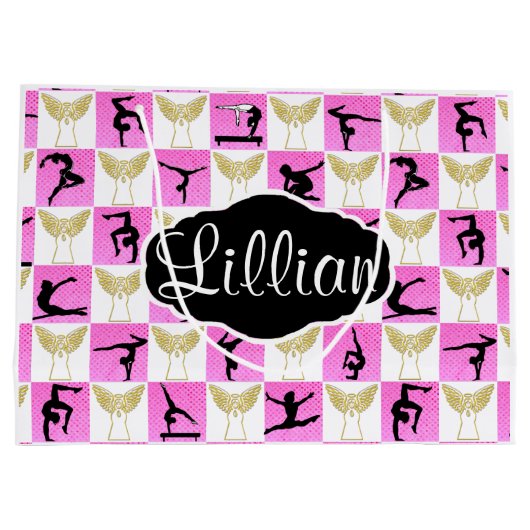 GEPERSONALISEERDE PINK ANGEL GYMNAST KERST CADEAU  GROOT CADEAUZAKJE (Achterkant)