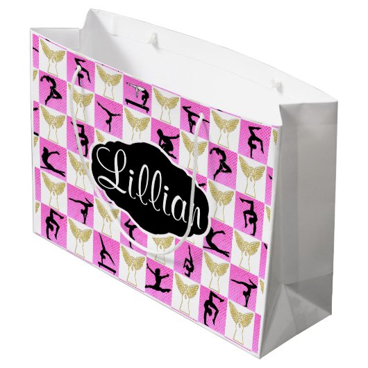 GEPERSONALISEERDE PINK ANGEL GYMNAST KERST CADEAU  GROOT CADEAUZAKJE (Achterkant Gekanteld)