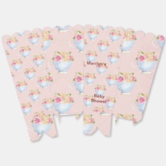 Gepersonaliseerde Pink Boho Florals Popcorn Box Bedankdoosjes (Ongevouwen)