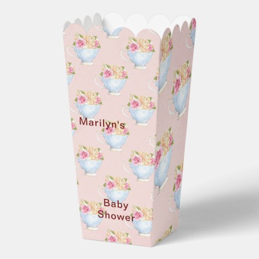 Gepersonaliseerde Pink Boho Florals Popcorn Box Bedankdoosjes (Voorkant)