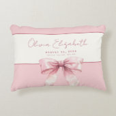 Gepersonaliseerde Pink Bow Girl Accent Kussen (Voorkant)