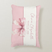 Gepersonaliseerde Pink Bow Girl Accent Kussen (Achterkant (Verticaal))