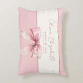 Gepersonaliseerde Pink Bow Girl Accent Kussen (Voorkant(Verticaal))