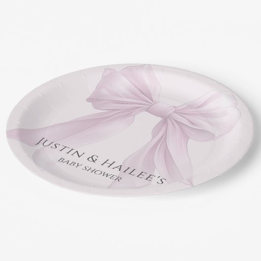 Gepersonaliseerde Pink Bow Girl Coquette Baby show Papieren Bordje (Gekanteld)