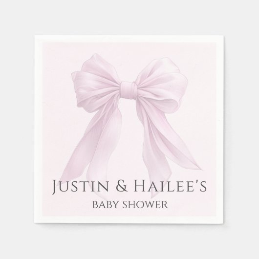 Gepersonaliseerde Pink Bow Girl Coquette Baby show Servet (Voorkant)