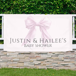 Gepersonaliseerde Pink Bow Girl Coquette Baby show Spandoek