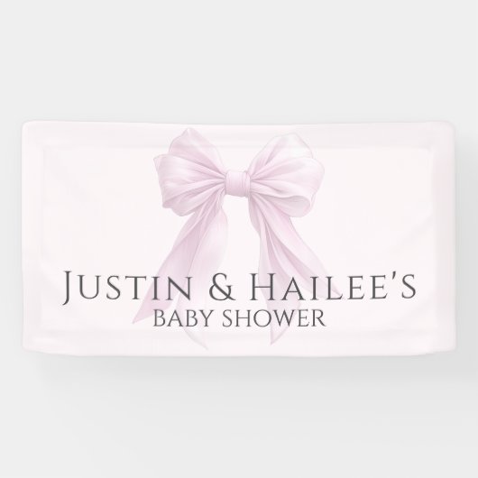 Gepersonaliseerde Pink Bow Girl Coquette Baby show Spandoek (Horizontaal)