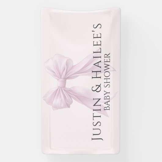 Gepersonaliseerde Pink Bow Girl Coquette Baby show Spandoek (Verticaal)