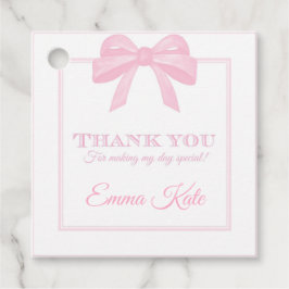 Gepersonaliseerde Pink Bow Party Favoriet Dank u L Bedankjes Labels