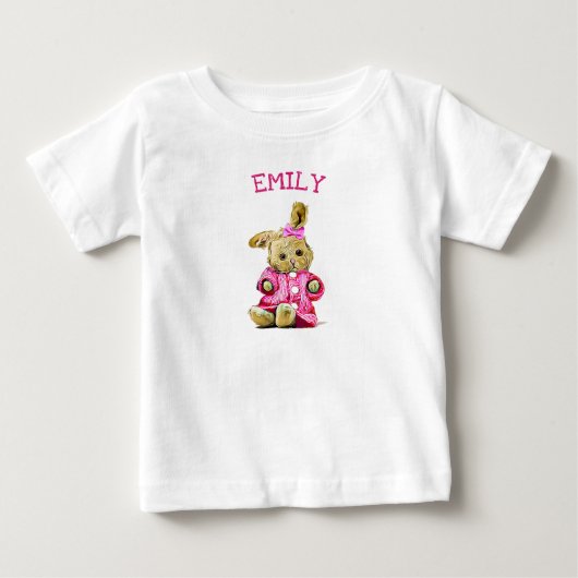 Gepersonaliseerde Pink Bunny Rabbit Peuter Shirt (Voorkant)