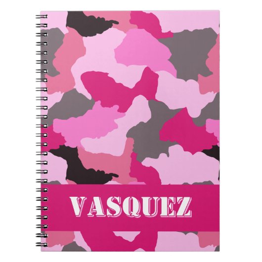 Gepersonaliseerde Pink Camo Journal Notitieboek (Voorkant)