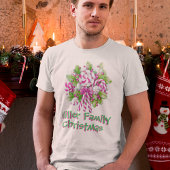 Gepersonaliseerde Pink Candy Cane Familie Kerstmis T-shirt