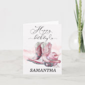 Gepersonaliseerde Pink Cowgirl verjaardagskaart Kaart (Voorkant)