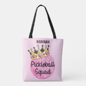 Gepersonaliseerde Pink Crown Pickleball Squad Tote Bag (Achterkant)