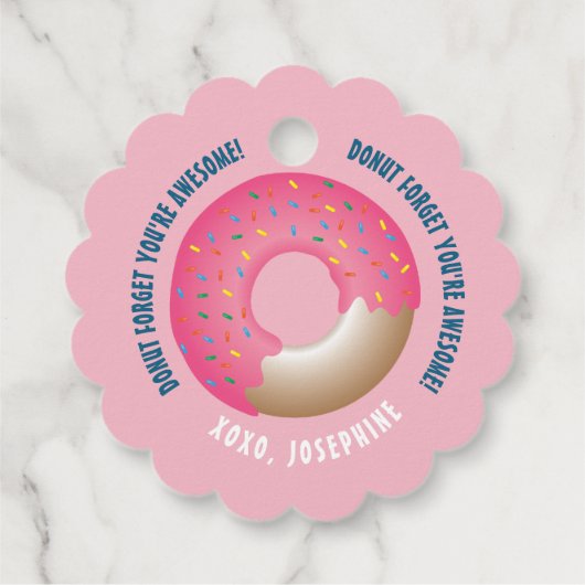 Gepersonaliseerde Pink Donut Gift Labels met een S (Achterkant)