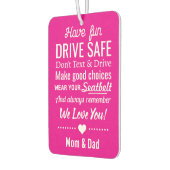 Gepersonaliseerde Pink Drive Safe Herinnering voor Luchtverfrisser (Links)