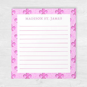 Gepersonaliseerde Pink Fleur De Lis Pattern Lined Notitieblok