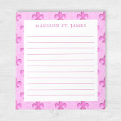Gepersonaliseerde Pink Fleur De Lis Pattern Lined Notitieblok