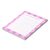Gepersonaliseerde Pink Fleur De Lis Pattern Lined Notitieblok (Linkerzijde)