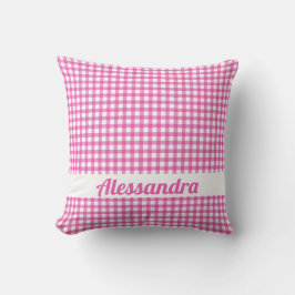 Gepersonaliseerde Pink Gingham Country Boerderij K Kussen