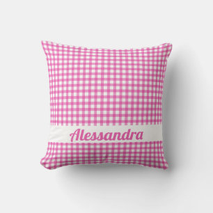 Gepersonaliseerde Pink Gingham Country Boerderij K Kussen