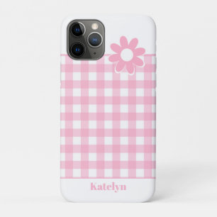 Gepersonaliseerde Pink Gingham Plaid Case-Mate iPhone Case